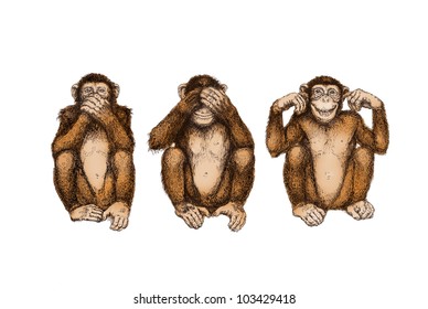 Three wise monkeys (see  hear  speak no evil)