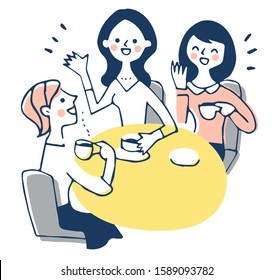 Three women chatting in a cafe - Powered by Shutterstock