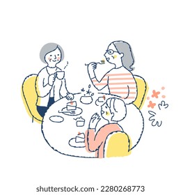 Three women enjoying tea around a table - Powered by Shutterstock