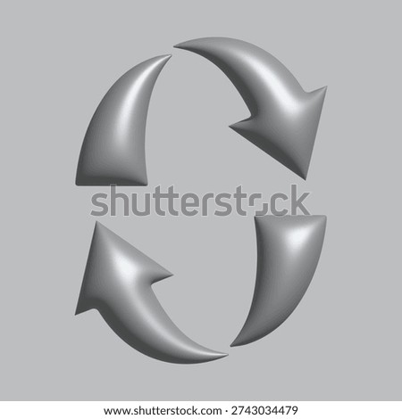 Three-dimensional arrows forming a circular pattern indicating continuous movement and rotation viewed from directly above in a neutral environment