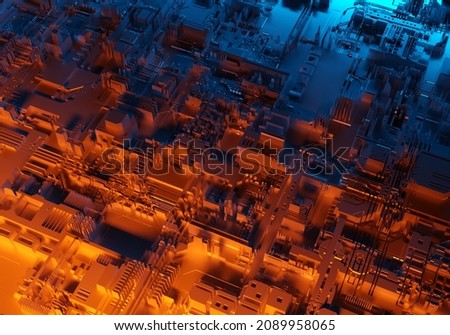 Three-dimensional geometric background. A pattern of brown and blue colors. Abstract background without focus. Details or geometric shapes top view. Contrasting cover for the booklet. 3d image