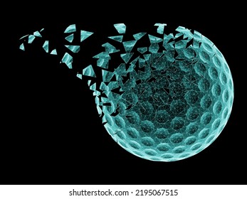 Three-dimensional Golfball Isolated On Black Background. 3D Illustration.