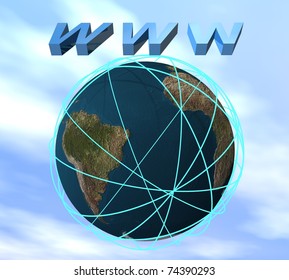 three-dimensional, isolated, earth, internet