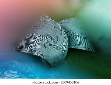 three-dimensional loop with sea and clouds 