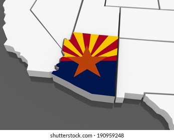 Three-dimensional map of Arizona. USA. 3d