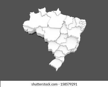 Three-dimensional Map Of Brazil. 3d