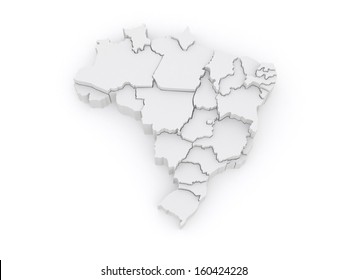 Three-dimensional Map Of Brazil. 3d