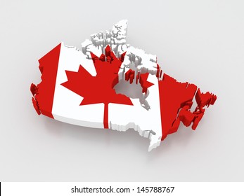 Three-dimensional Map Of Canada. 3d