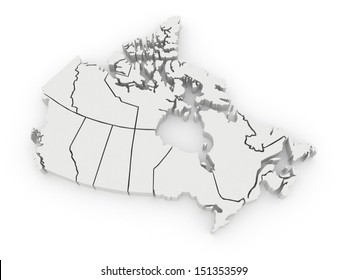 Three-dimensional Map Of Canada. 3d