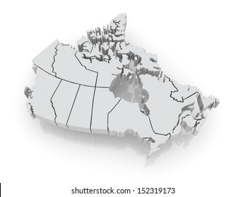 Three-dimensional Map Of Canada. 3d