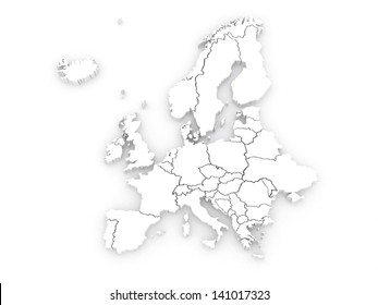 Three-dimensional Map Of Europe. 3d