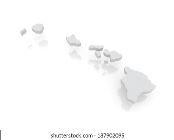 Three-dimensional Map Of Hawaii. USA. 3d