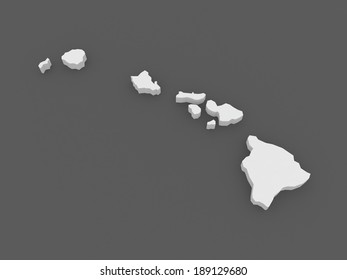 Three-dimensional Map Of Hawaii. USA. 3d