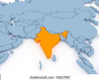 Threedimensional Map India Isolated 3d Stock Illustration 91817987 ...