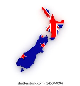 Three-dimensional Map Of New Zealand. 3d