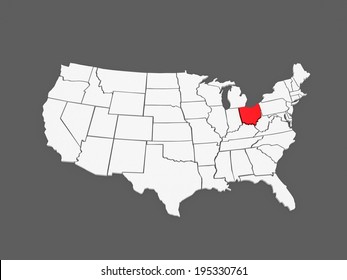 Threedimensional Map Ohio Usa 3d Stock Illustration 195330761 ...