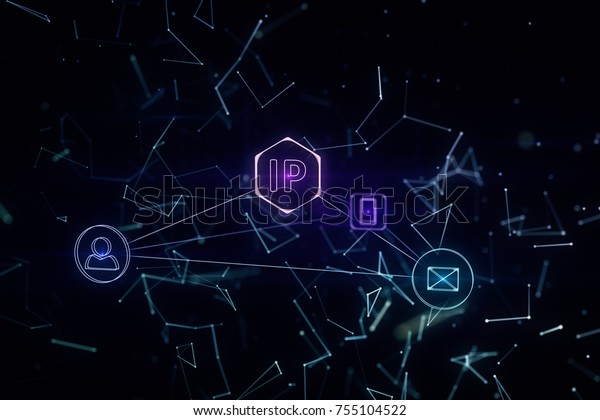 Threedimensional Network Topology Infographics Ip Addresses Stock ...