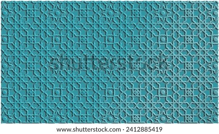 three-dimensional patterns, Arabic, Middle Eastern ornaments, for wallpaper, fabric, covers, with shades of blue gradations