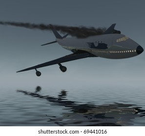 Three-dimensional, Plane Crashes Into Water