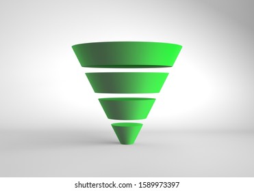 Three-dimensional Sales Funnel. 3d Renderer.