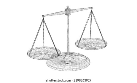 Three-dimensional scale on white background. 3D illustration.