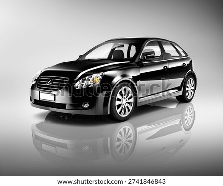 Three-Dimensional Shape Black Sedan Studio Shot