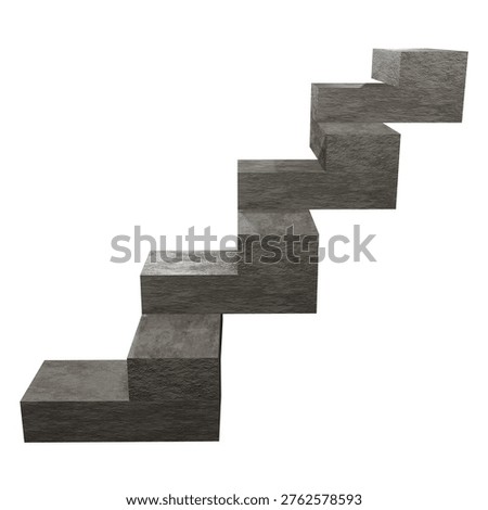 Three-dimensional stone steps isolated on a white background