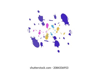 Throwing Colorful Paint Ink Balloons On Canvas White Background Retro Art Style From The 60s