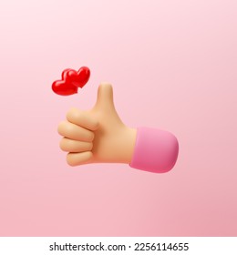 Thumb up and red heart icon, social media online platform concept, online social communication on applications, heart and love emoji icon, like and play. Happy Valentine Day concept. 3d rendering - Powered by Shutterstock