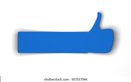 Thumbs up blank banner 3D rendering