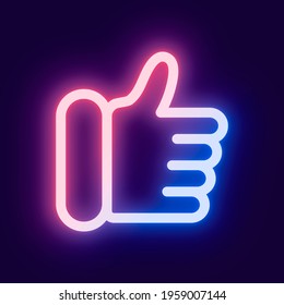 Thumbs Up Like Icon For Social Media App Pink Neon Style