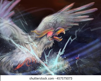 Thunder Bird Digital Painting Illustration.