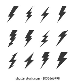 Thunder and Bolt Lighting Flash Icons Set. 