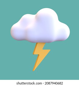 Thunder Cloud Weather Icon 3d Render Illustration