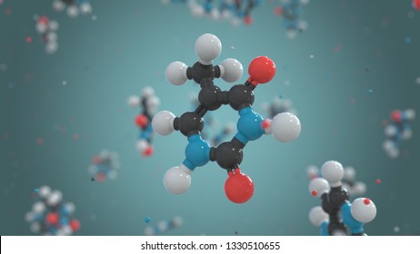 Thymine, A Part Of DNA, Plastic Molecule Model. Organic Chemistry Or Modern Medicine Related 3D Rendering