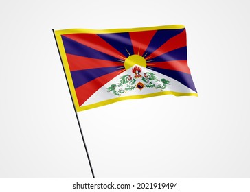 Tibet flying high in the isolated background. February 13 Tibet independence day. World national flag collection world national flag collection