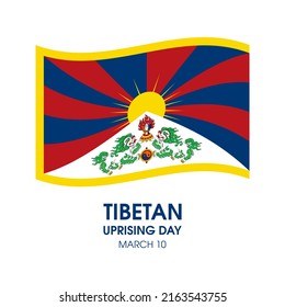 Tibetan Uprising Day illustration. Waving flag of tibet icon isolated on a white background. Tibetan flag illustration. March 10. Important day
