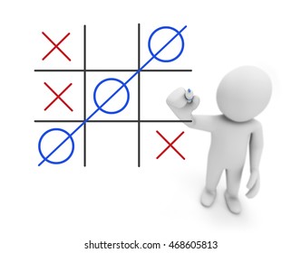 Tic Tac Toe XO Game 3d Rendering