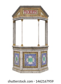 Ticket Booth Carnival Isolated. 3D Rendering