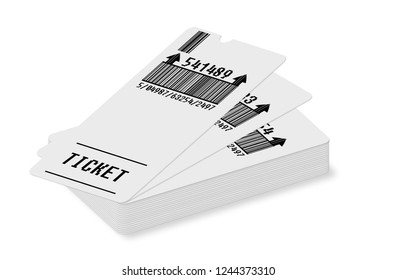 Ticket Concept - Image On White Background For Easy Selection - Bar Code And Code Numbers Are Completely Made Up