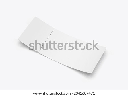 Ticket for mock up design or design presentation. Blank 3d illustration.	