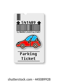 Ticket for parking area on white background - concept image