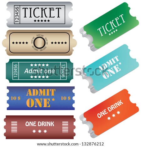 tickets in different styles