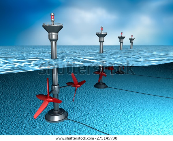 潮力 海洋発電機 のイラスト素材