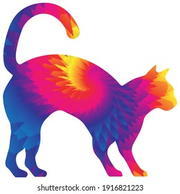 Tie Dye Cat Bright Colors Isolated Stock Illustration 1916821223 ...