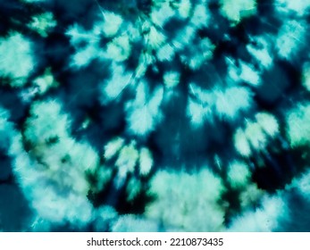 Tie Dye Green Aquamarine .Dark Modern Tie Dye Drops. Black Tye Dye Art. Spring Bohemian Element. Colorful Vintage . Vibrant Trendy Fashion Tie Dye Texture