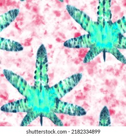 Tie Dye Marijuana Leaves Seamless Pattern Stock Illustration 2182334899