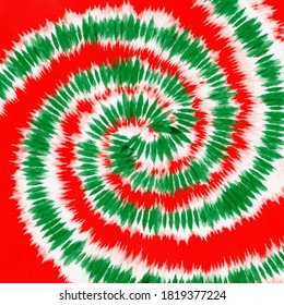 Tie Dye Red Green Christmas  Spiral Background.