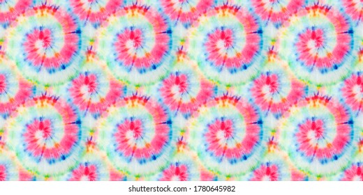 Tie Dye Spiral. Beautiful Watercolor Dirty Art. Swirled Aquarelle Pattern. Bright Seamless Design. Tie and Dye. Swirled Spiral Illustration. Rainbow Fashion Tie Dye. Artistic Print.