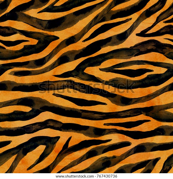 Tiger Black Yellow Orange Brown Seamless Stock Illustration 767430736